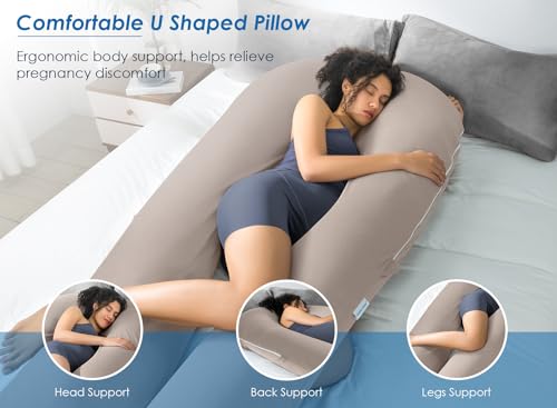 QUEEN ROSE 65 Inch Cooling U Shaped Pregnancy Pillow, Maternity Body Pillow - color: Nomad