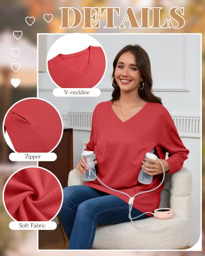 3 Pack Women's Nursing Tops, 3-Color, Large