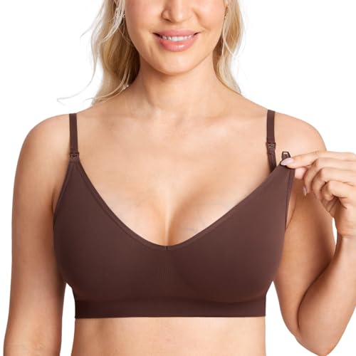 MOMANDA Seamless Nursing Bras for Breastfeeding - color: Hazelnut, size: XX-Large