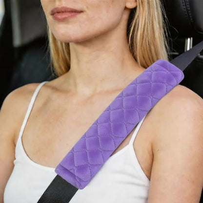 Amooca 2 Pack Seat Belt Covers Soft Shoulder Pad for Cars & Backpack - color: Violet