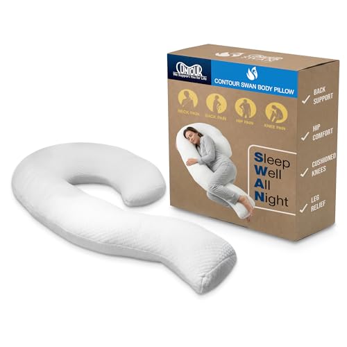 Contour Swan Shaped Body Pillow | Orthopedic Body Pillow for Back, Hip, Knee & Leg Relief | Ergonomic Support for Sciatica & Full Body Comfort - J Shaped Pillow - color: Original