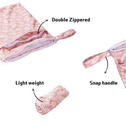 Waterproof Wet Dry Bags with Two Zippered Pockets and Handle - color: Foliage