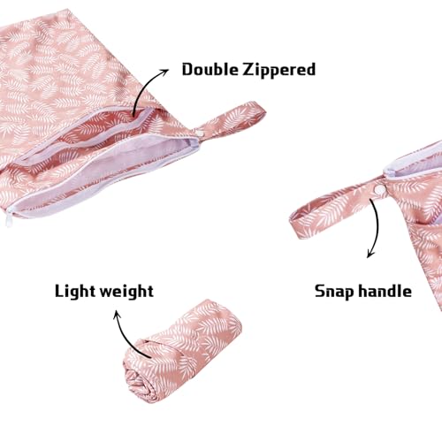Waterproof Wet Dry Bags with Two Zippered Pockets and Handle - color: Foliage