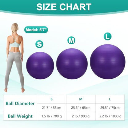 Yoga Ball, Exercise Ball Anti‑Slip Stability Pilates - color: Purple, size: 29.5"