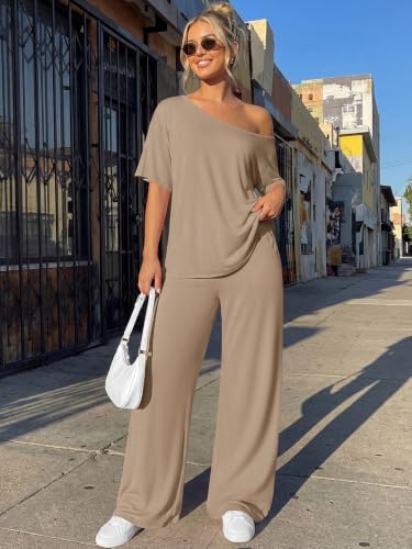 Trendy Queen Womens 2 Piece Lounge Sets Matching Comfy Outfits Clothing - color: Mocha, size: Medium