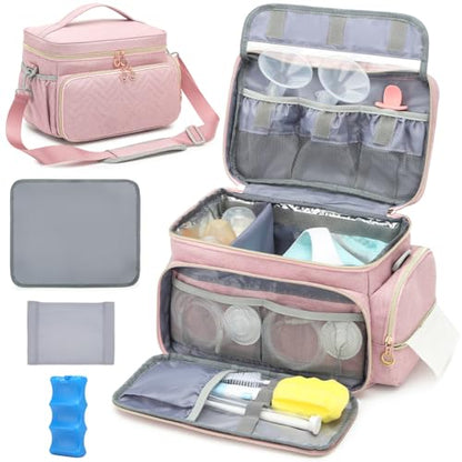 Breast Pump Bag Fit for Spectra S1/S2, Portable Pump Carrying Case - color: Pink