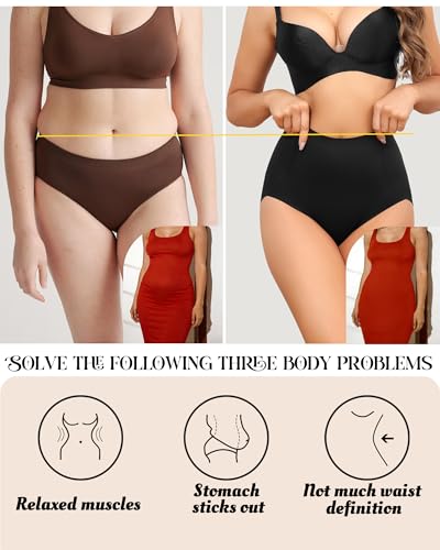 LEVAO Women's High Waisted Underwear Slightly Tummy Control Postpartum Panties Full Coverage Comfort Briefs (S-3XL) - color: Black,nude, size: Large
