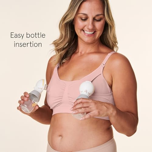 Bravado Designs Basics Hands Free Pumping & Nursing Bra, Wireless 2-in-1 Seamless Maternity Breastfeeding, Breast Pump Bra - color: Soft Rose - Sustainable Fabric, size: Small