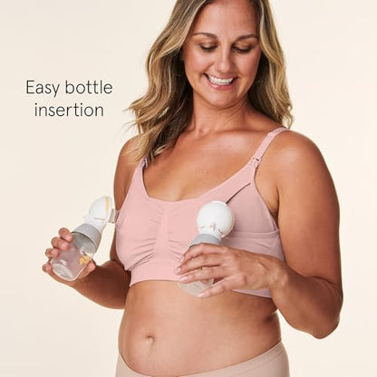 Bravado Designs Basics Hands Free Pumping & Nursing Bra, Wireless 2-in-1 Seamless Maternity Breastfeeding, Breast Pump Bra - color: Soft Rose - Sustainable Fabric, size: Small