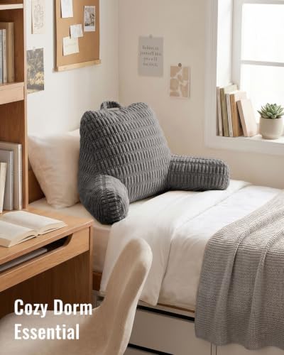 Blissful Diary Reading Pillow for Bed, Back Pillow Sitting Up, Dark Gray - color: Textured Dark Gray, size: Large(20inch)