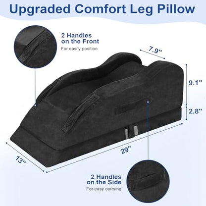 KingPavonini Leg Elevation Pillow for After Surgery, Single Leg, Black - color: Black, size: Single Leg