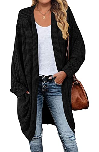 MEROKEETY Cardigan Sweaters for Women Oversized Long Cardigans Fall Outfits - color: Black, size: Small