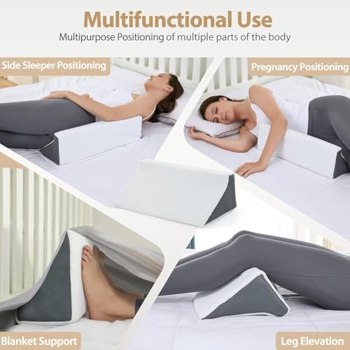 Wedge Pillow for Side Sleepers, Body Positioning Support - color: Gray White