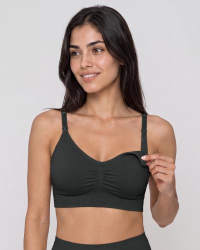 Stelle Nursing Bras Maternity Bralette Seamless for Breastfeeding - color: 1 Pack Black, size: Small