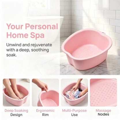 Ytterbium Foot Soaking Basin, Large Massage Foot Soaking Tub-Pink - color: Pink