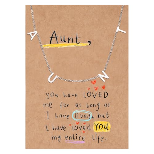 SKQIR Mama Necklaces for Women with Message Card - color: Silver AUNT