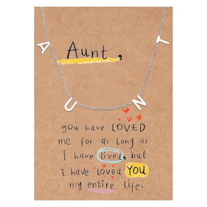 SKQIR Mama Necklaces for Women with Message Card - color: Silver AUNT