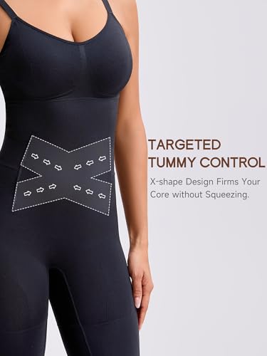 Bathroom Friendly Full Body Shapewear Bodysuit for Women - color: Black, size: 3X-Large