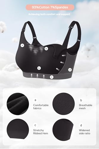 OUGES Cotton 2 Pack Nursing Bras Breastfeeding Seamless Maternity Sleep Bra - color: Black/Nude, size: X-Large