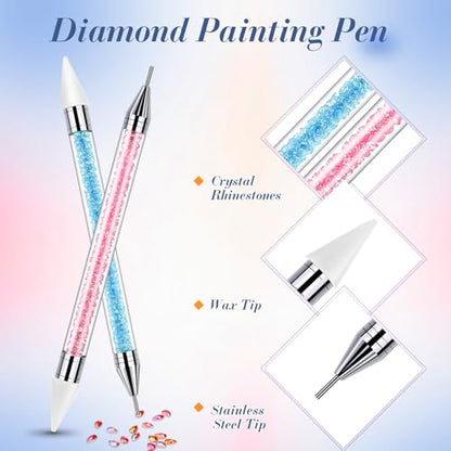 Tatuo 2 Pieces Rhinestone Picker Dotting Pen, Wax Pencil Pen, Blue Pink - color: Light Blue Pink