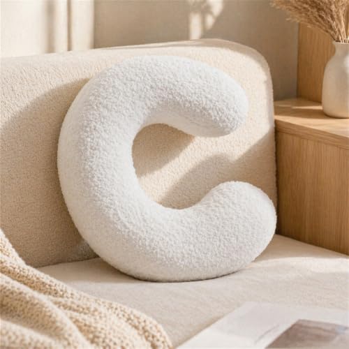 Letter Plush Pillow, Letter Hugging Throw Pillows, Decorative Initial Letter Shaped Throw Pillows for Bed Couch, Letter Pillows English Alphabet A to Z for Sofa Bedroom Living Room Decor (C) - color: C