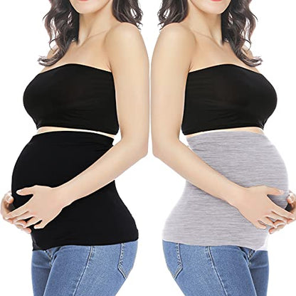 Belly Bands for Pregnant Postpartum Belly Band - color: Black + Light Gray, size: 5