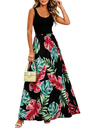 Bluetime Women's Summer Boho Sleeveless Floral Print Tank Long Maxi Dress - color: Pattern 10, size: Large