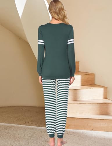 Maternity Pajamas Set Nursing Breastfeeding Postpartum Pregnancy Pjs - color: Green, size: Large