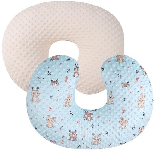 Dot Nursing Pillow Cover Set 2 Pack Compatible with Boppy Pillow - color: Cream & Rabbit