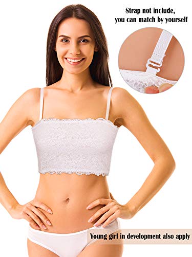 Boao 3 Pcs Lace Tube Bandeau - color: Black, White, Beige, size: Medium