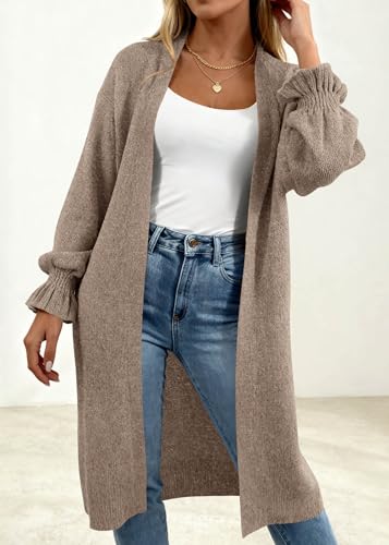 KIRUNDO Long Cardigans for Women Oversized Open Front Coats - color: Caramel, size: Medium