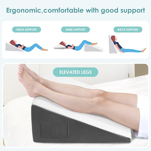 Cozymaker 12-inch Bed Wedge Pillow for Sleeping Back Support Pain Relief - size: Triangle Wedge 24*24*12 inch