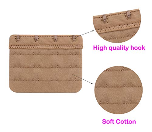 Tamlien Bra Extender 2 Hook/3 Hook/4 Hook/5 Hook, Soft and Comfortable Bra Extension - color: Bra Extender 4 Hook White/Beige