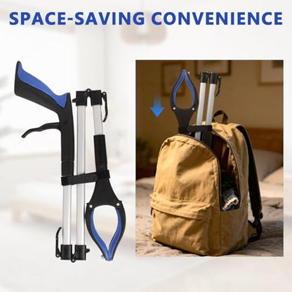 2-Pack Grabber Reacher Tool, 36" Foldable Trash Picker Upper - color: Blue