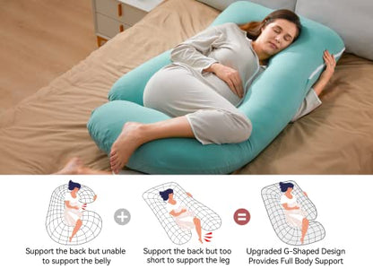Momcozy Pregnancy Pillow for Sleeping - U Shaped Full Body Maternity Pillow - color: Tiffany Blue