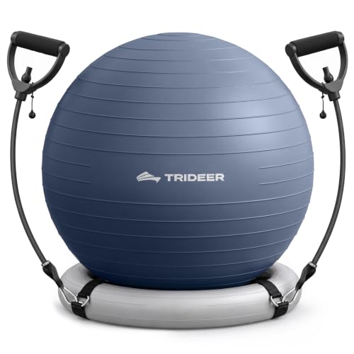 Trideer Exercise Ball Chair – Yoga Ball Chair for Office, Pregnancy & Home - color: Navy Blue, size: L(23-26inches/58-65cm)
