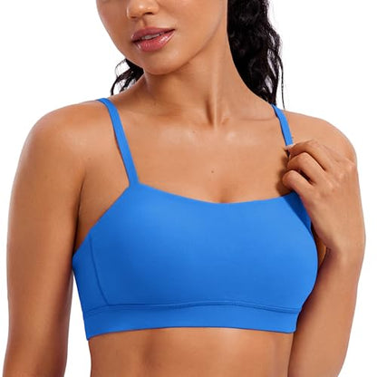 CRZ YOGA Butterluxe Thin Strap Sports Bra - color: Sparkle Blue, size: Small