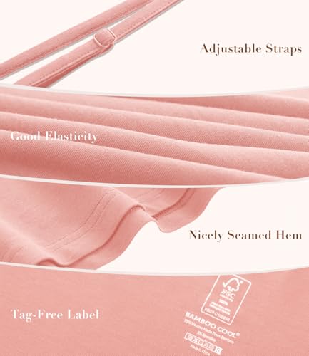 BAMBOO COOL Nightgowns for Women Adjustable Spaghetti Strap Chemise - color: Rosewood, size: Small