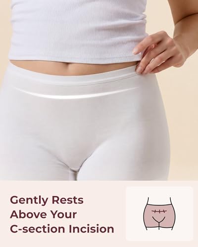 Momcozy 7-Pack 100% Cotton Disposable Postpartum Underwear, Wide Gusset - color: White, size: Large
