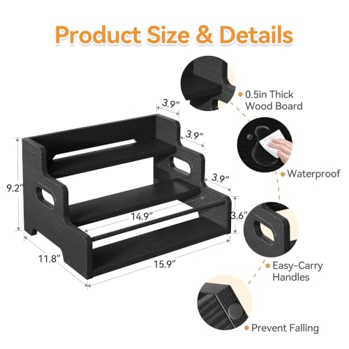 3-Tier Liquor Bottle Display Shelf, Coffee Bar Organizer, Wine Rack, Black - color: Black