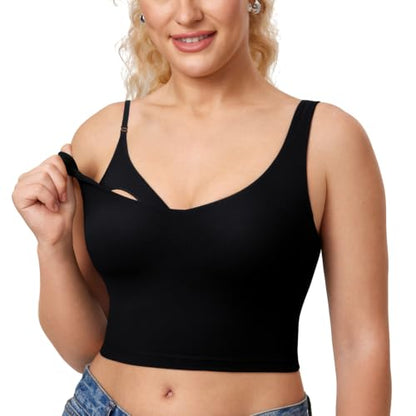 MOMANDA Longline Sports Nursing Bras - color: Black, size: Small