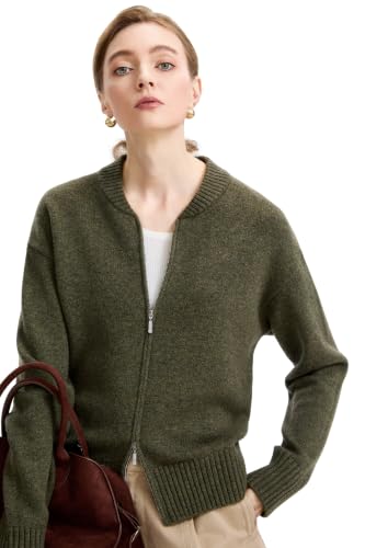 Cardigan Sweaters for Women - Baseball Collar Winter Sweater Jacket - color: Military Green, size: X-Small