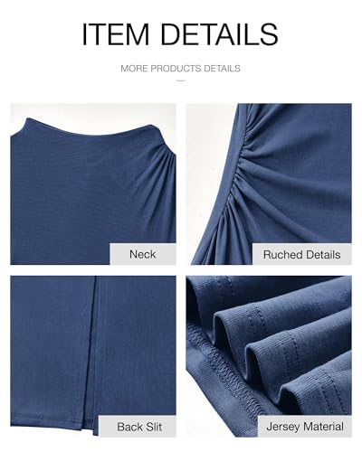 BTFBM Maxi Long Sleeve Dresses for Women Wedding Guest - color: Dark Grey Blue, size: Small