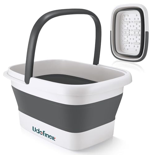 Collapsible Foot Soaking Tub, Foot Spa Bath Basin w/Acupressure Points - color: Gray