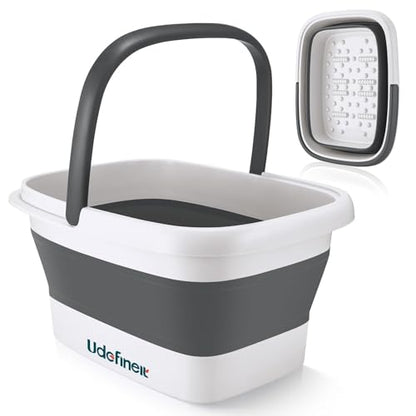 Collapsible Foot Soaking Tub, Foot Spa Bath Basin w/Acupressure Points - color: Gray