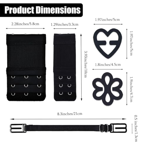 18 Pcs Bra Straps Clips Adjustable Non Slip Bra Clips for Racerback Bra Straps Holder Bra Extenders 2/3 Hook - color: Black, White, Beige - Style 3