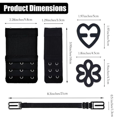 18 Pcs Bra Straps Clips Adjustable Non Slip Bra Clips for Racerback Bra Straps Holder Bra Extenders 2/3 Hook - color: Black, White, Beige - Style 3