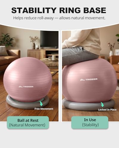 Trideer Exercise Ball Chair – Yoga Ball Chair for Office, Pregnancy & Home - color: Pink, size: L(23-26inches/58-65cm)