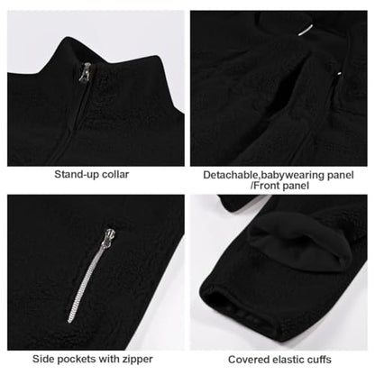 Maternity Coat Winter Mom Cozy Thicken Coats Fleece Sherpa Jacket - color: Black, size: Medium