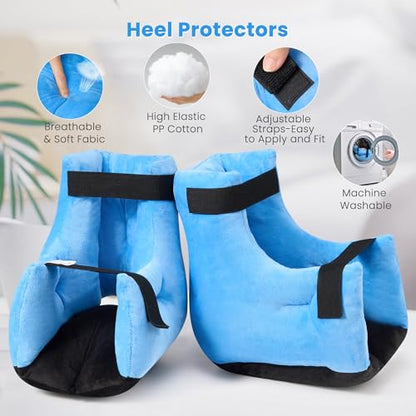 2 Pcs Heel Protectors for Pressure Sores，Adjustable Heel Cushion Boots
